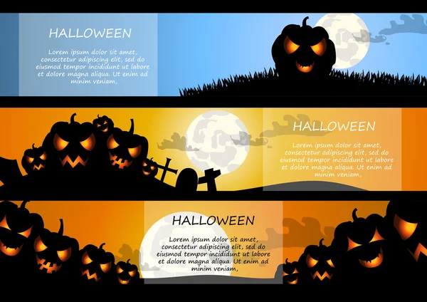 Vector: Calabaza y luna de halloween banner fondo — Vector de stock