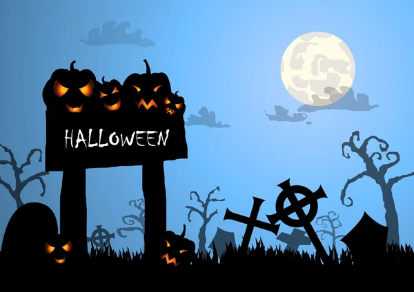 Vektor: Halloween háttér és a fa alá — Stock Vector
