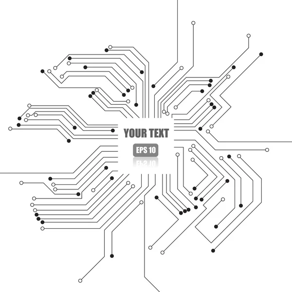 Vector : Electronic circuit on white background — Stock Vector