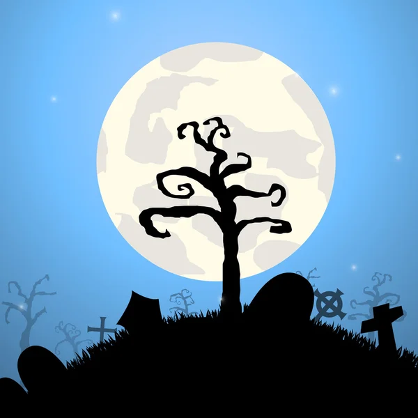 Vector: Cementerio y árbol de halloween fondo — Vector de stock