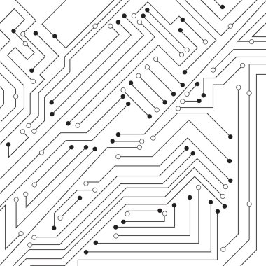Vektör: Beyaz arka plan elektronik devre kartı
