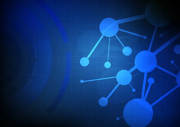 Vektor: Abstracct nätverk cirkel på blå teknik bakgrund — Stock vektor