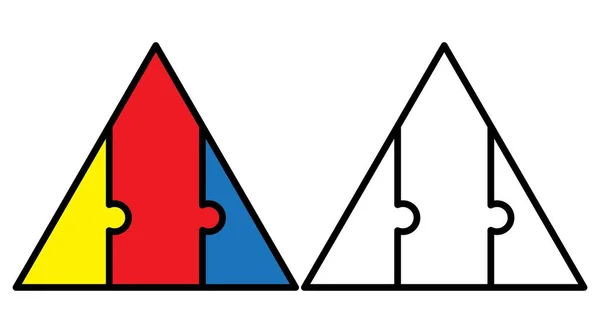 3 piezas rompecabezas triángulo diagrama. Patrón de fondo inconsútil rompecabezas colorido. Ilustración aislada vectorial. — Vector de stock