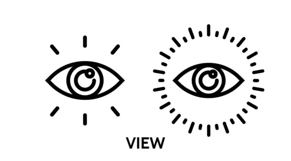 Icono del ojo. Línea Vector ilustración. Logo de visión cibernética elemento aislado. Metáfora de la estrategia en los negocios. — Archivo Imágenes Vectoriales