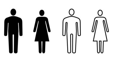 Erkek ve kadın ikonu. İş silueti sahibi, kullanıcı. vektör izole Resimleri