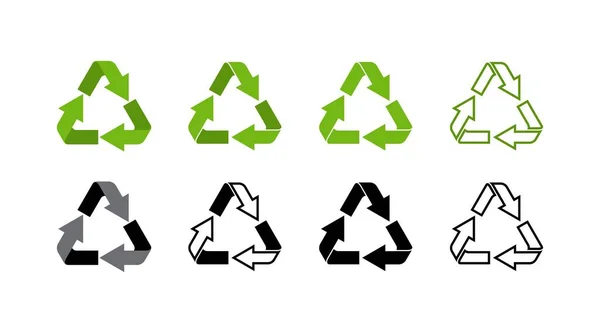 Vector reciclar conjunto de símbolos. icono aislado eco, residuos. infografías planas — Archivo Imágenes Vectoriales