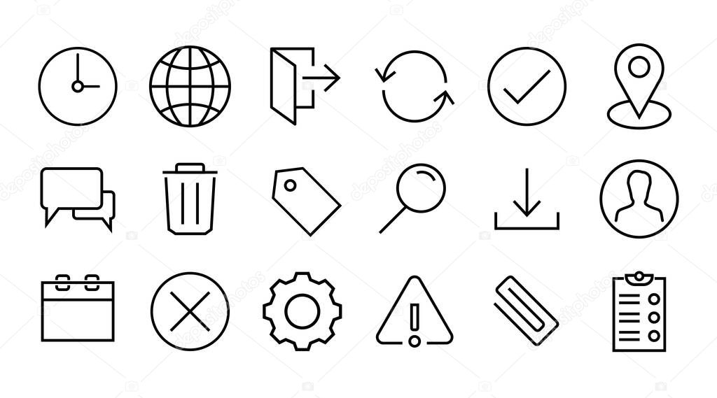 Set web Icon line style isolated Vector illustration.