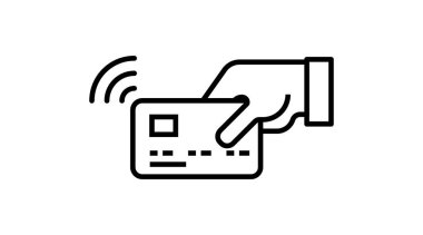 NFC 'nin kredi kartı borcunu ödemek için temassız geçiş kartı. Modern irtibatsız sembol vektör çizimi