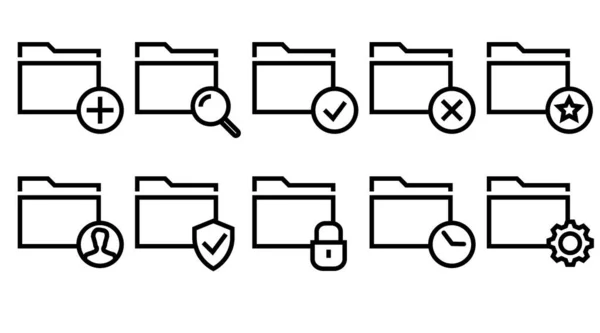 Folder Icons file flat line set. ilustraciones vectoriales — Archivo Imágenes Vectoriales