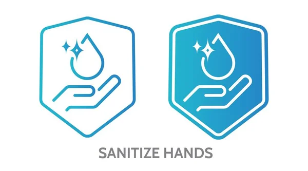 Saubere glänzende Hände Symbol, Pflege und Hygiene für die Hand, Desinfektionsmittel, dünne Linie Web-Symbol auf weißem Hintergrund - editierbare Stroke Vector Illustration — Stockvektor