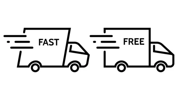 Entrega rápida Truck, pin serviço de ícone de linha simples. Ilustração vetorial isolada. — Vetor de Stock