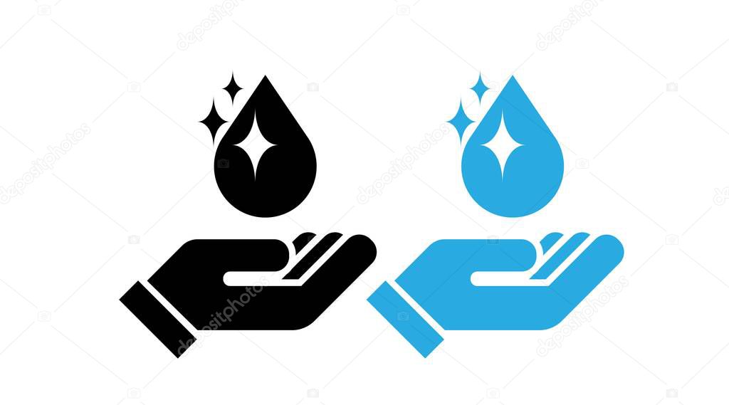 Clean shiny hands icon, care and hygiene for hand, sanitizer, thin line web symbol on white background - editable stroke vector illustration eps10