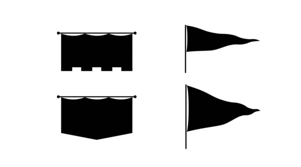 Vlag ingesteld eenvoudig. Verzameling van zwarte vector platte silhouet pictogrammen geïsoleerd op witte achtergrond — Stockvector