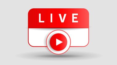 Yaşa. Düğme oyunu, başla. Webinar, online kurs, uzaklık eğitimi, konferans, internet konferansı, ikon, afiş için arayüz tasarımı ögesi. Vektör izole illüstrasyonu.