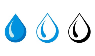 Su Damlası Simgesi. İzole edilmiş su mavisi. Beyaz arka planda. Vektör İllüstrasyonu, Grafik Tasarım Ögesi
