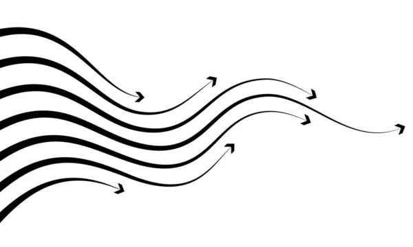 Courbe de mouvement ligne vague flux flèches. Illustration vectorielle. — Image vectorielle