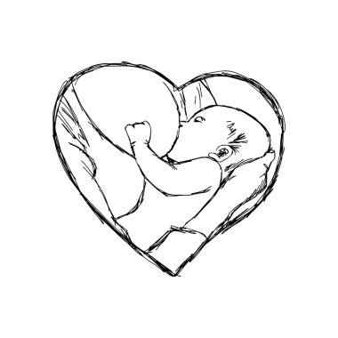 illüstrasyon vektör doodle elle çizilmiş kroki emzirme ba