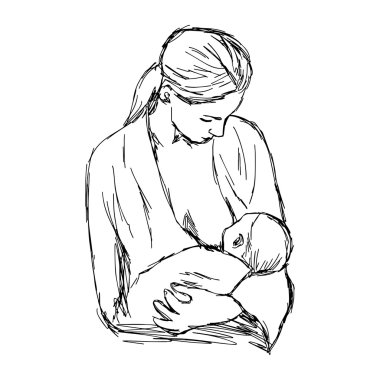 illüstrasyon vektör elle kroki bebek beslemeleri Mo üzerinde çizilmiş doodle
