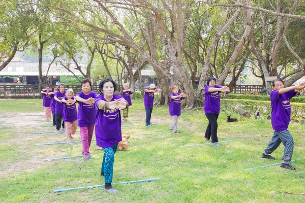 CHIANG RAI, THAILAND - MARCH 2 : unidentified elder people exercising