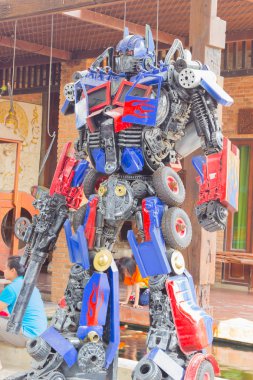 ANG THONG, THAILAND - APRIL 3 :  The Optimus Prime robot made of clipart