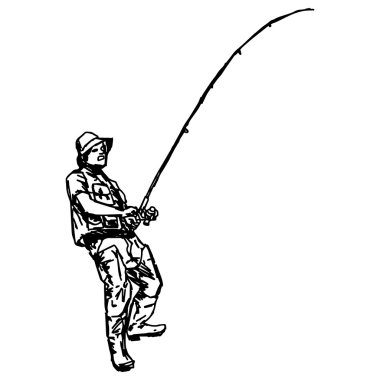 illüstrasyon vektör ele karalamalar balıkçı bağladın tutarak çekin
