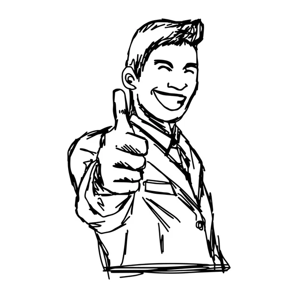 Illustratie vector hand tekenen doodles van glimlachen zakenman sho — Stockvector