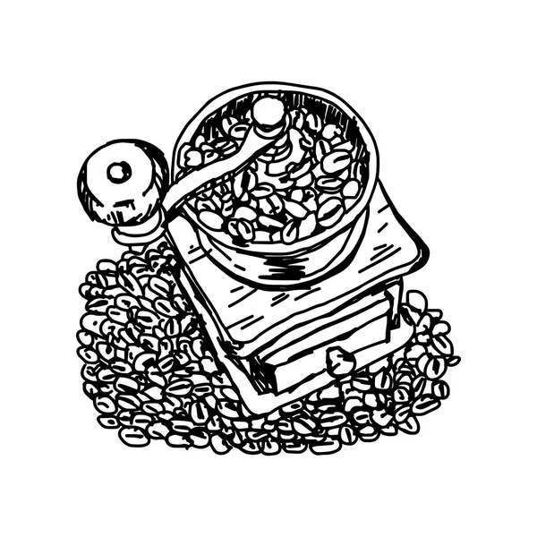 Illustrazione vettore mano disegnare scarabocchi di macinino da caffè vintage — Vettoriale Stock