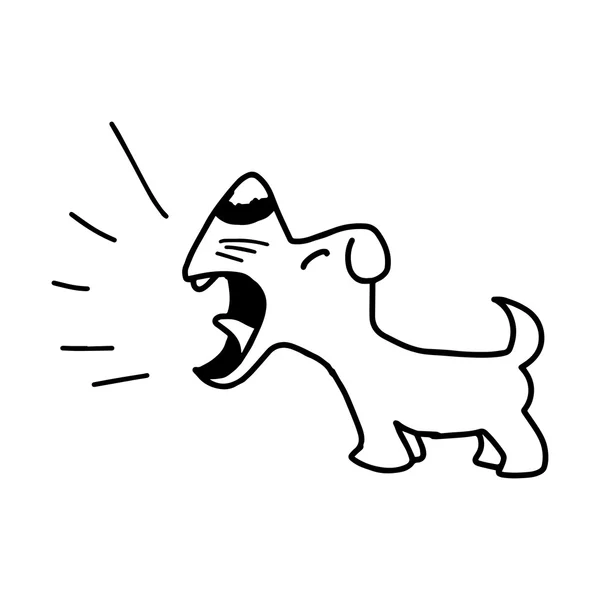 Illustration vecteur main dessiner gribouillis de chien aboyant isolé sur fond blanc — Image vectorielle