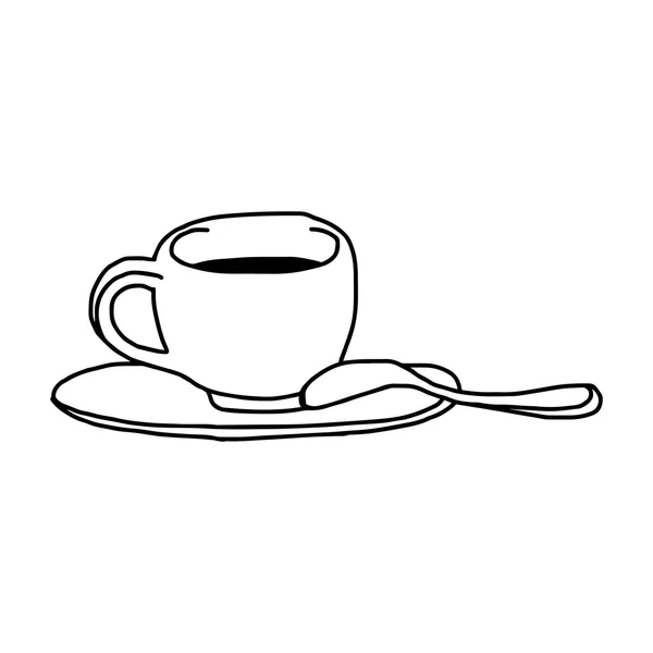 Illustration Vektor Hand gezeichnet von Tasse Kaffee isoliert auf weißem Hintergrund — Stockvektor