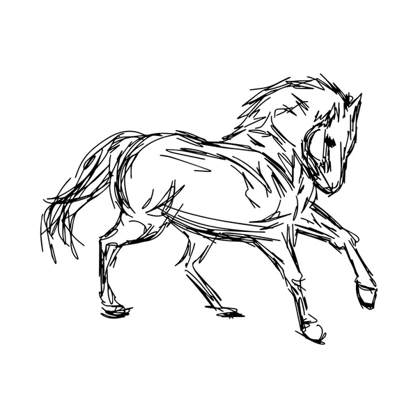Ilustracji wektorowych ręcznie rysowane galopujących koni na białym tle — Wektor stockowy