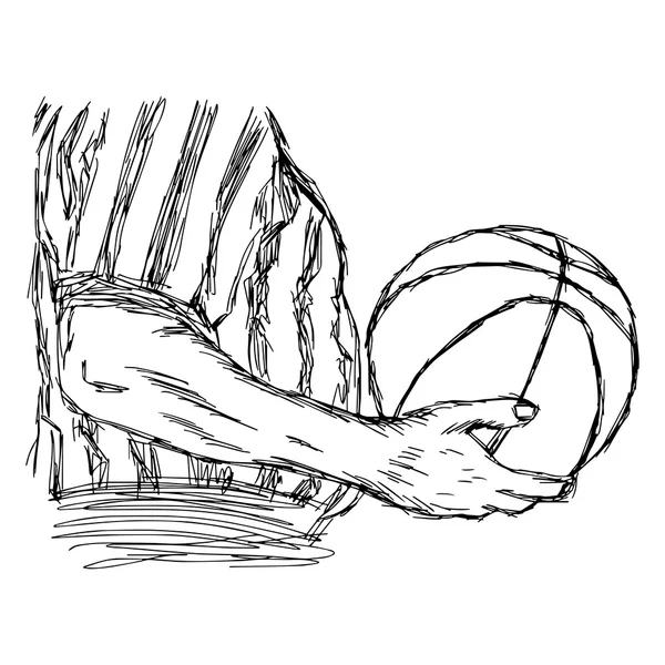 Illustration vektor doodle hand ritad skiss av närbild domaren håller basket isolerad på vit bakgrund — Stock vektor