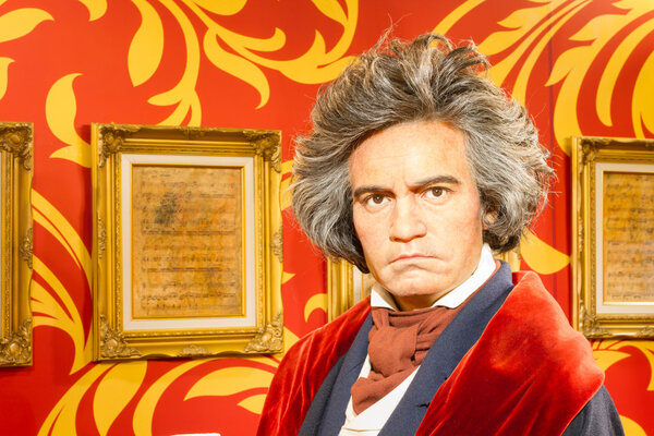 BANGKOK, THAILAND - DECEMBER 19: A waxwork of Ludwig van Beethoven on display at Madame Tussauds on December 19, 2015 in Bangkok, Thailand