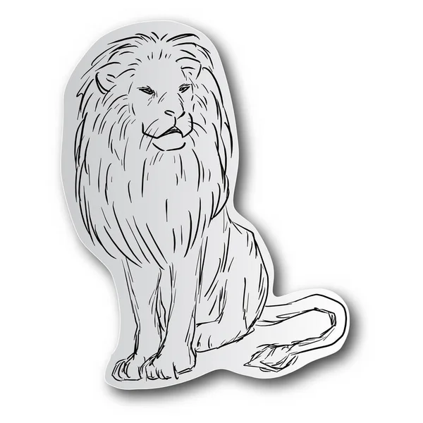 ライオン座のベクトルイラストスケッチ白い背景に隔離された黒い線で描かれた落書きの手 紙切りアートスタイル — ストックベクタ