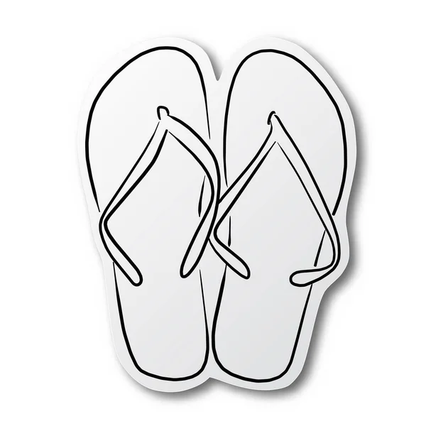 Vector Illustratie Zwarte Lijn Hand Getrokken Van Slippers Gesneden Papier — Stockvector