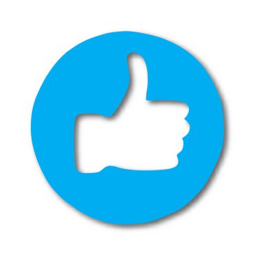 Mavi çemberdeki işaret gibi, gölgeli kesilmiş kağıt gibi vektör illüstrasyonu 