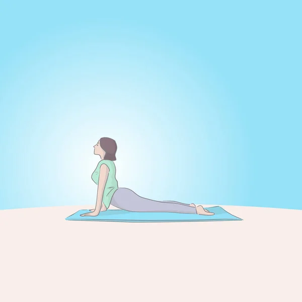 Femme Pleine Longueur Vert Violet Pâle Vêtements Sport Pratiquant Yoga — Image vectorielle