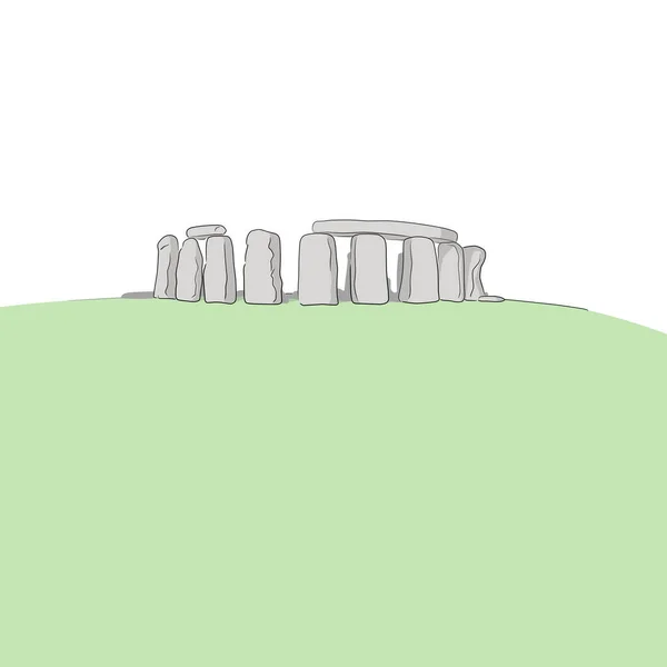 Stonehenge Grã Bretanha Mão Desenhada Com Linhas Pretas Isoladas Fundo — Vetor de Stock