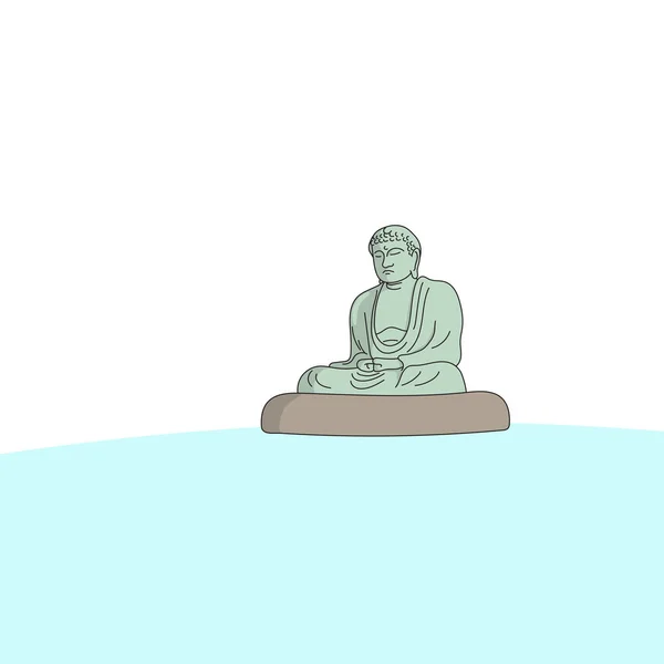 Gran Estatua Buda Japón Kamakura Ilustración Vector Aislado Sobre Fondo — Archivo Imágenes Vectoriales