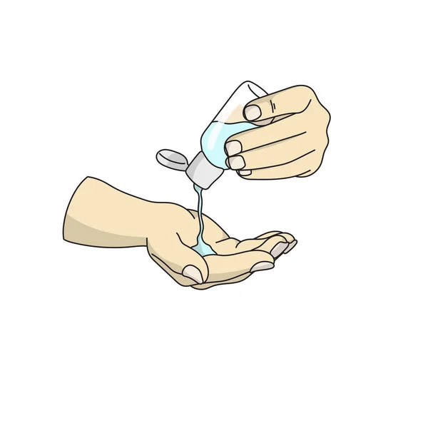 Close Hand Sanitising Hand Gel Prevent Covid Virus Vector Illustration — Stock Vector