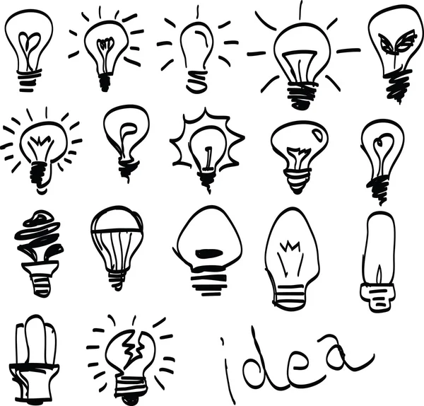 çizilmiş ampulleri, fikirlerin sembol kümesi