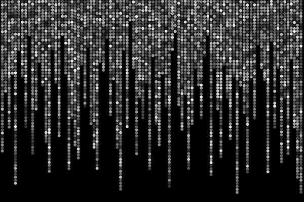 Schwarz-weiße Tupfen auf schwarzem Hintergrund, im Matrix-Stil — Stockfoto