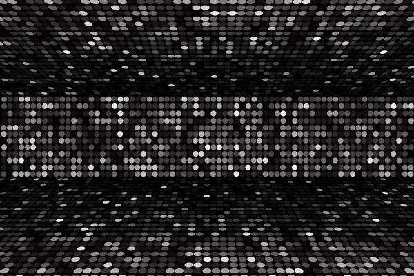 Black and white dots stage background, perspective — Stock Photo, Image