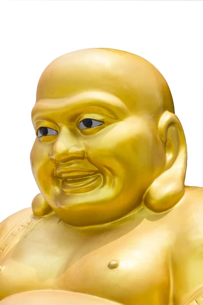 Smiling Golden Buddha Statue in thailand isolated on a white bac — Stock Photo, Image