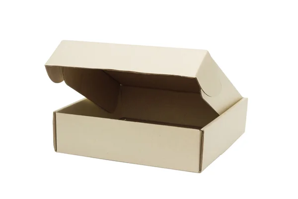 Caixa de papelão, isolado sobre fundo branco — Fotografia de Stock