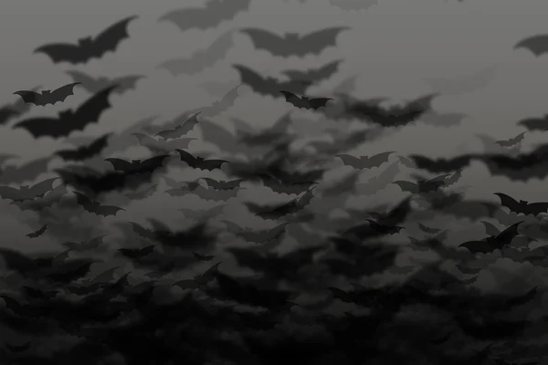 Vleermuizen in de donkere hemel, halloween achtergrond — Stockfoto