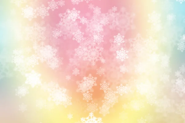 绿色，蓝色，粉红色柔和多彩的背景，与雪花 — 图库照片