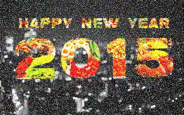 Feliz Año Nuevo 2015 Fondo abstracto multicolor puntillizado — Foto de Stock