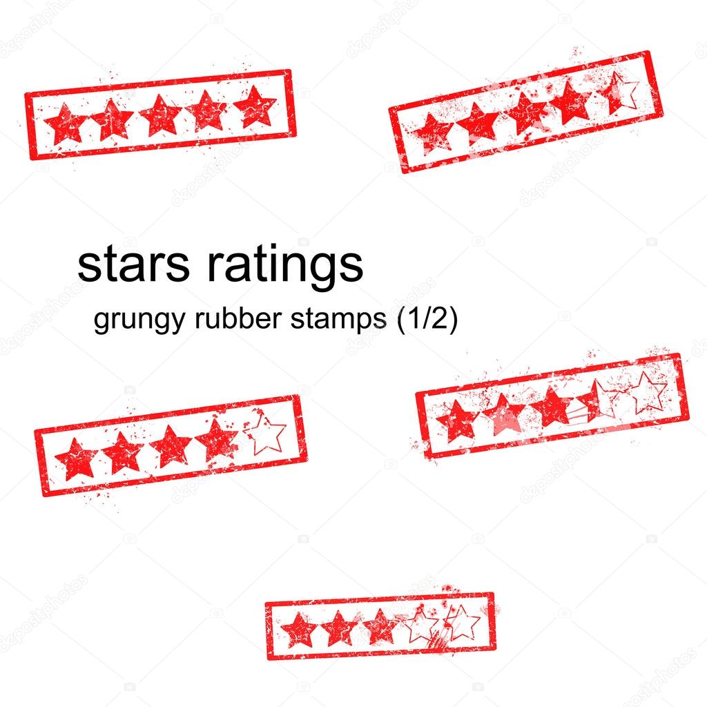 Red Five Star rubber stamp, Stock vector