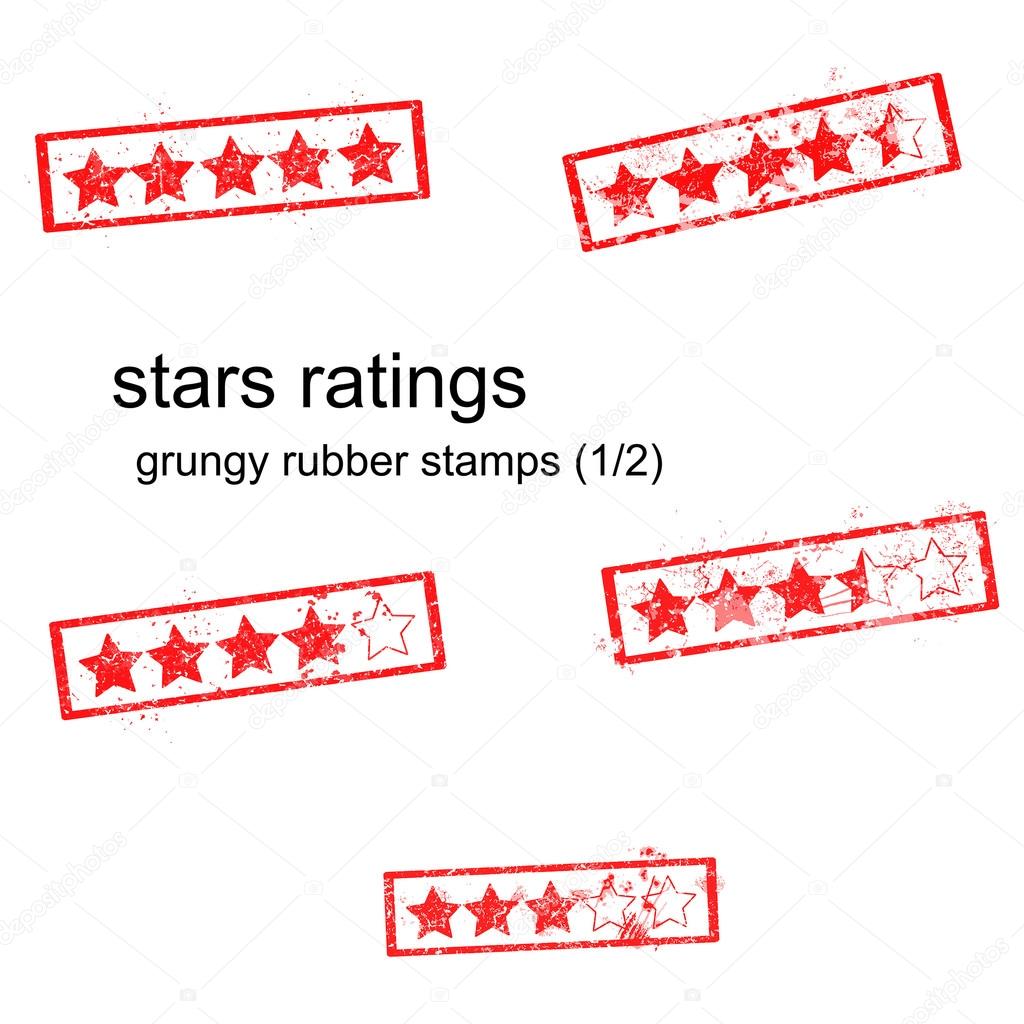 Red grungy rubber stamp five stars ratings