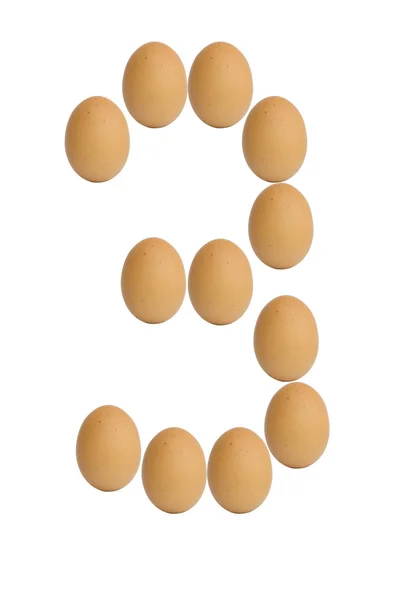 Número 0 a 9 de huevos marrones — Foto de Stock